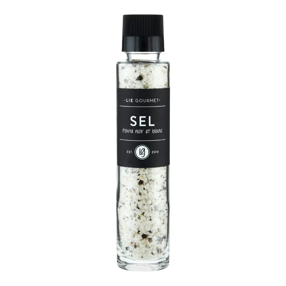 Kværn, havsalt med sort/hvid peber - 290g.