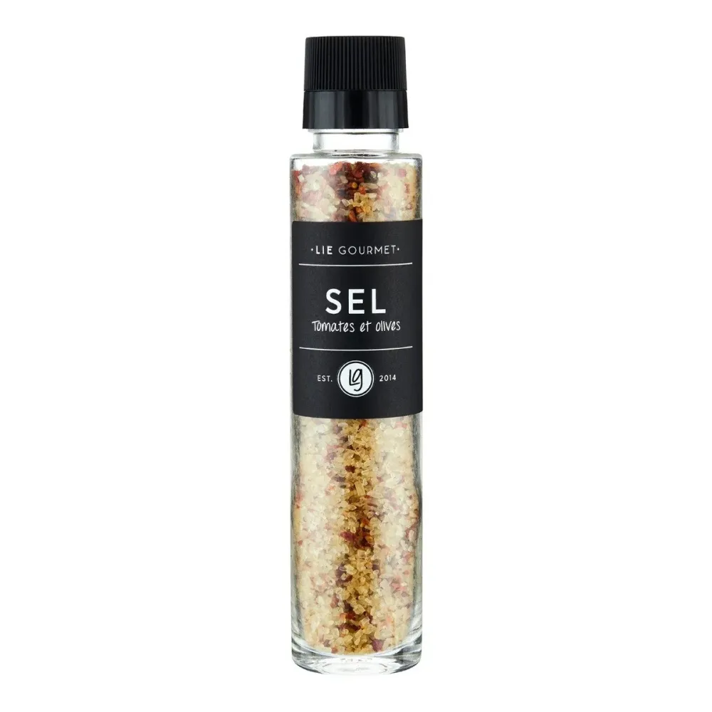 Kværn havsalt med tomat og oliven - 290g.