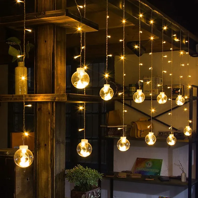 LED Globe String Lights | Glass Ball Curtain Warm Glow Warm