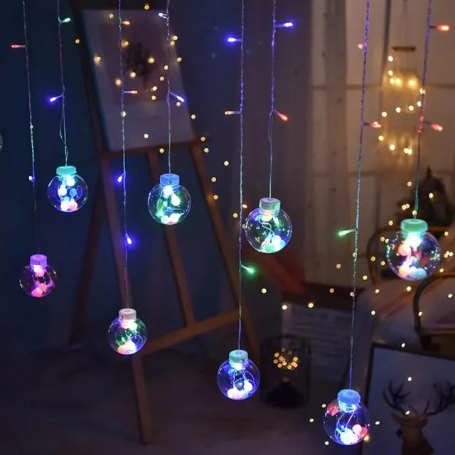 LED Globe String Lights | Glass Ball Curtain Warm Glow Warm