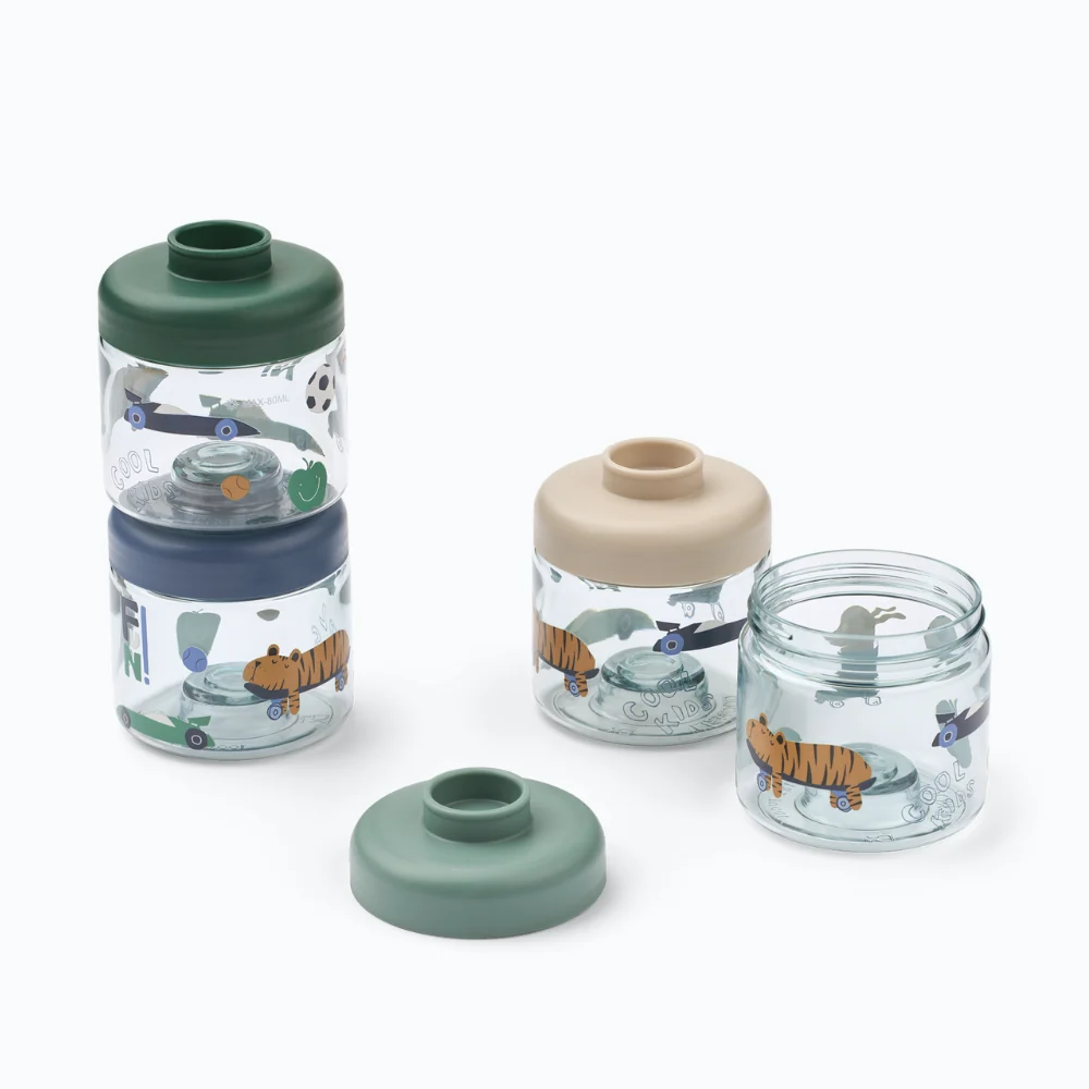 Liewood snackbeholdere Dominique Fun / Strandblå 100 ml 4-pak