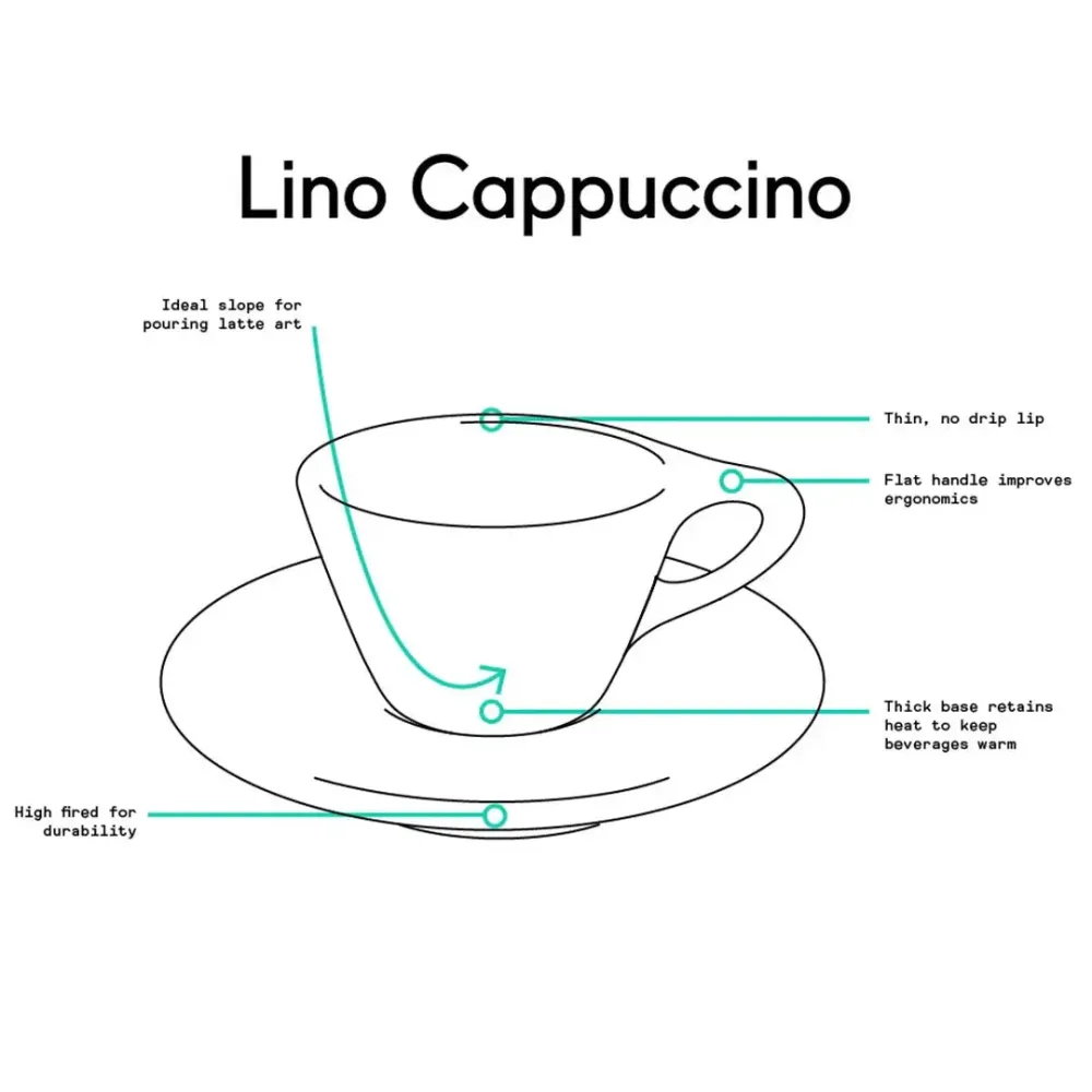 Lino Stor Cappuccino Kop 180ml med underkop - Sort
