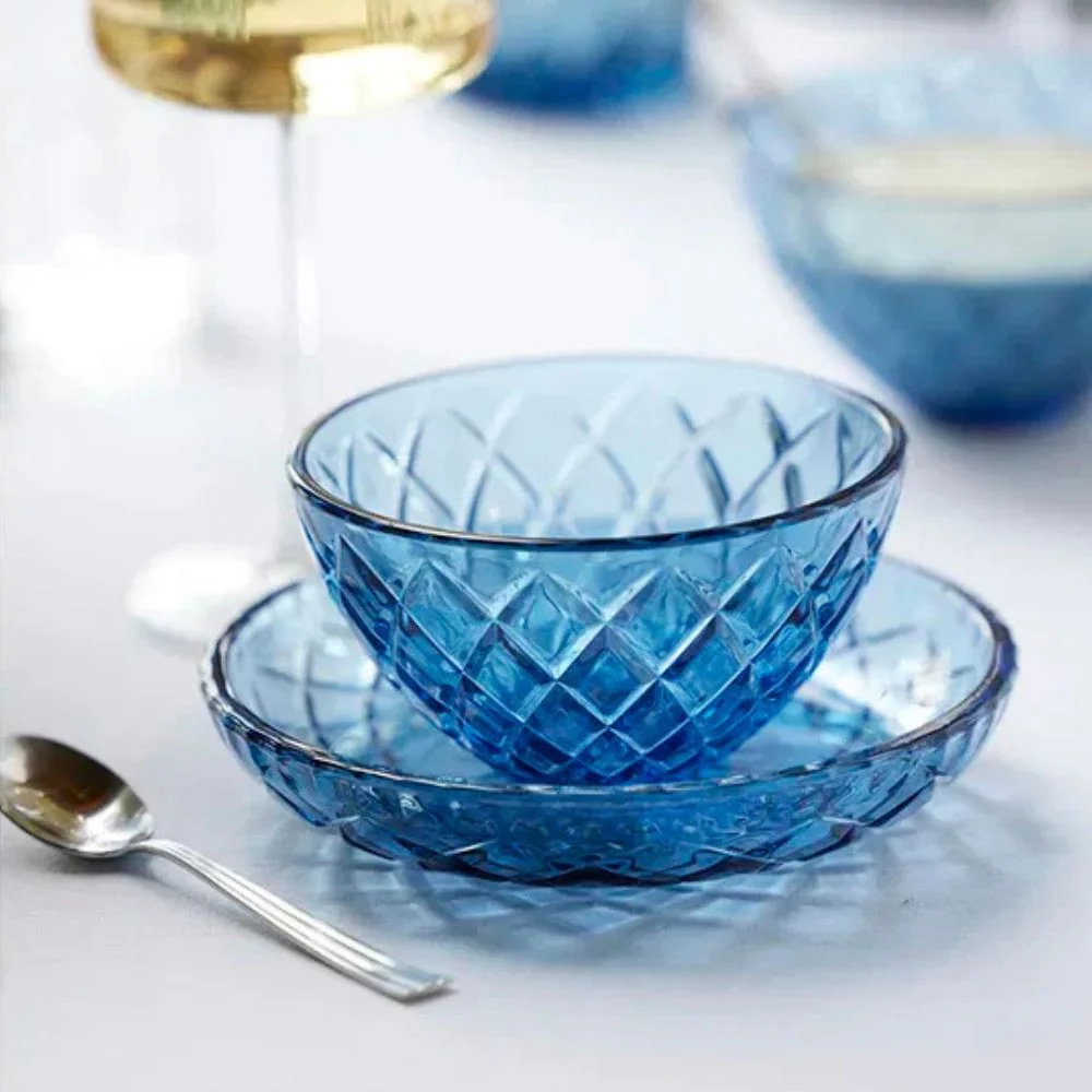 Lyngby - Glas Sorrento Skål Dia 12 cm 4 stk. Blå