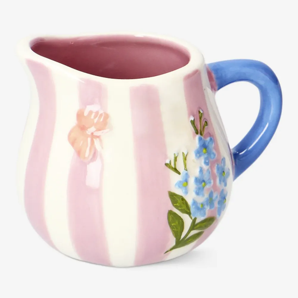 Lyserød blomstret mælkekande med striber - 120 ml