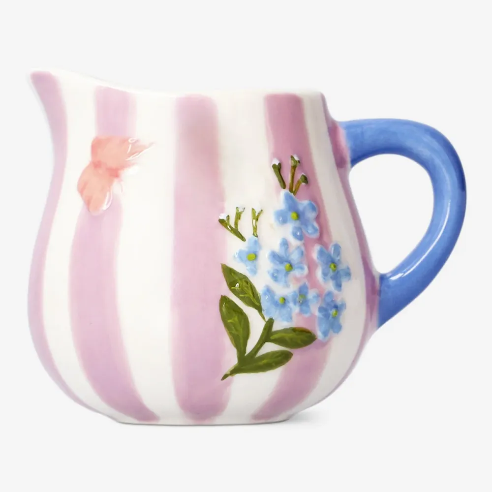 Lyserød blomstret mælkekande med striber - 120 ml