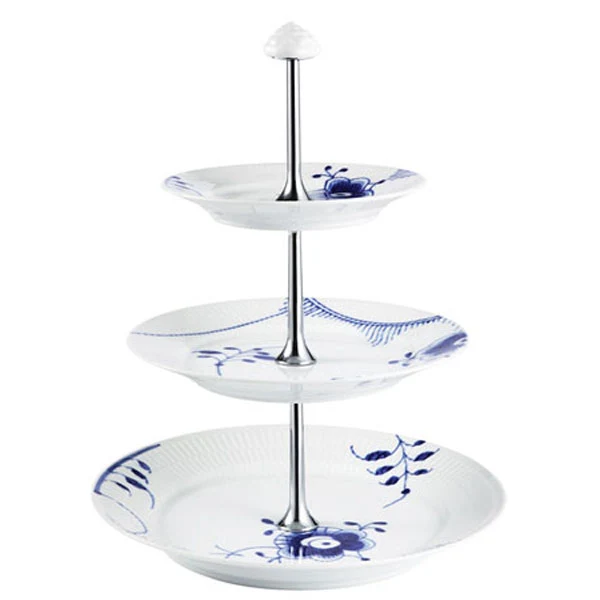 Blå Mega riflet Etagere - 35 cm.