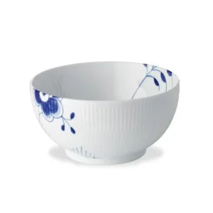 Blå Mega riflet skål - 18 cm.