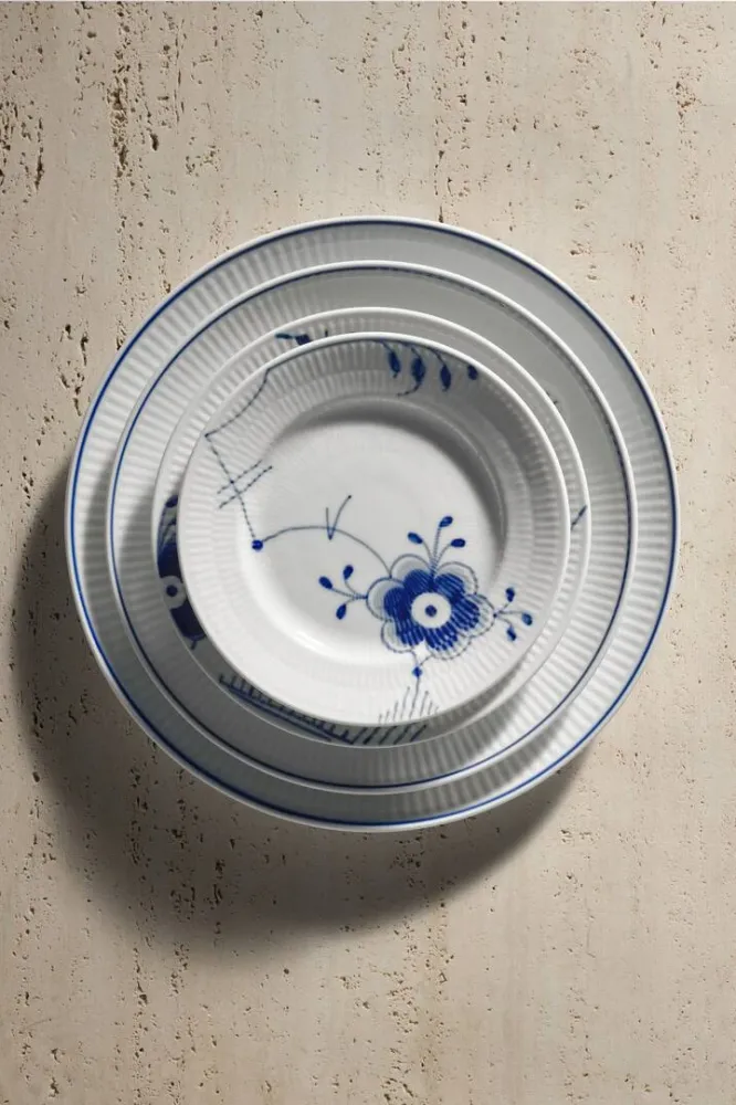 Blå Mega Riflet tallerken - Ø17 cm