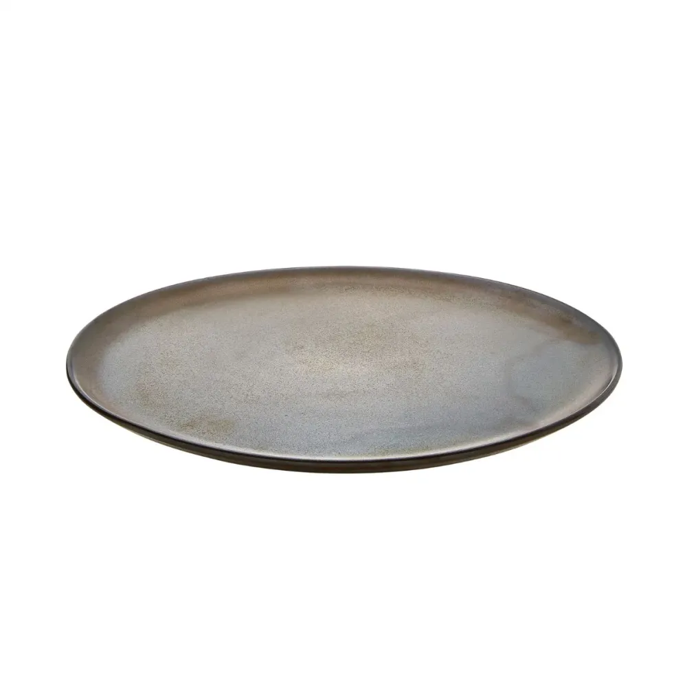 Middagstallerken, brun metallic - 28 cm.