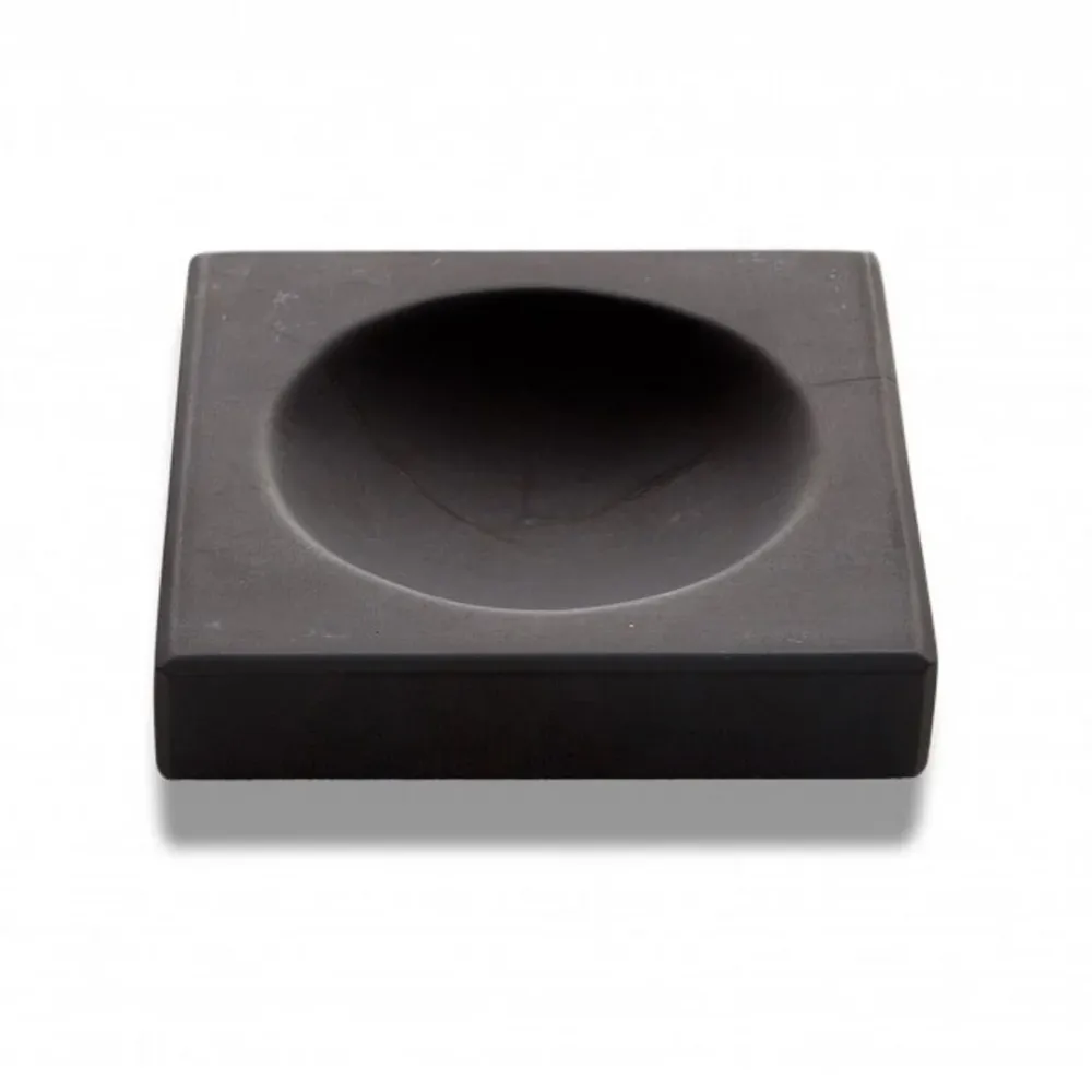 Mørk mini marmor tallerken med fordybning, max. 30 ml