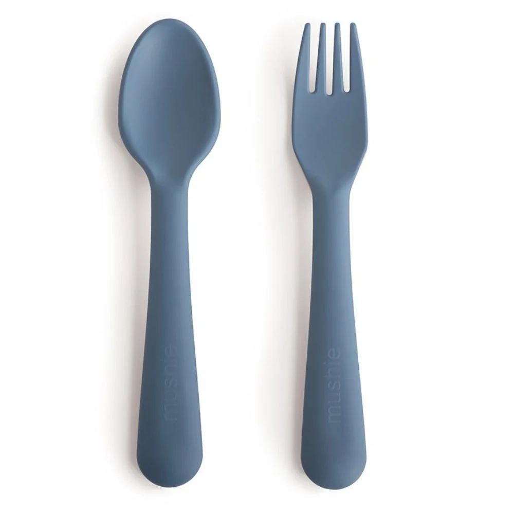 Mushie Baby bestik gaffel og ske - Twilight Blue