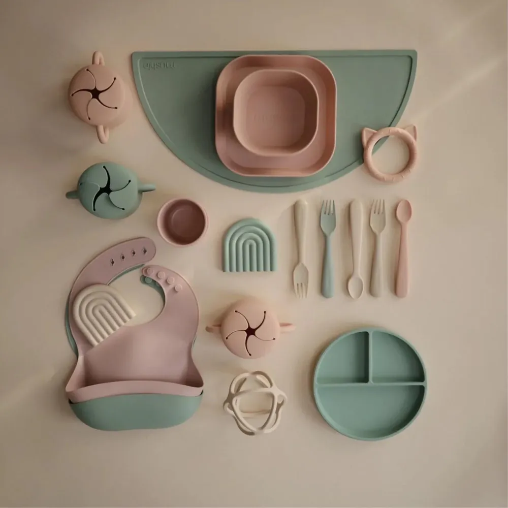 Mushie Baby Skåle Firkantet Blush