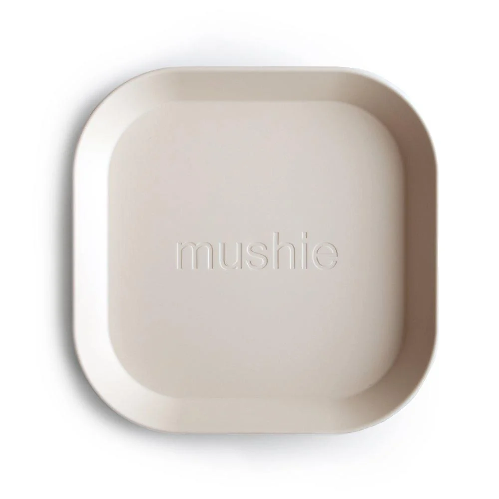 Mushie Sæt børnetallerkener Square Ivory