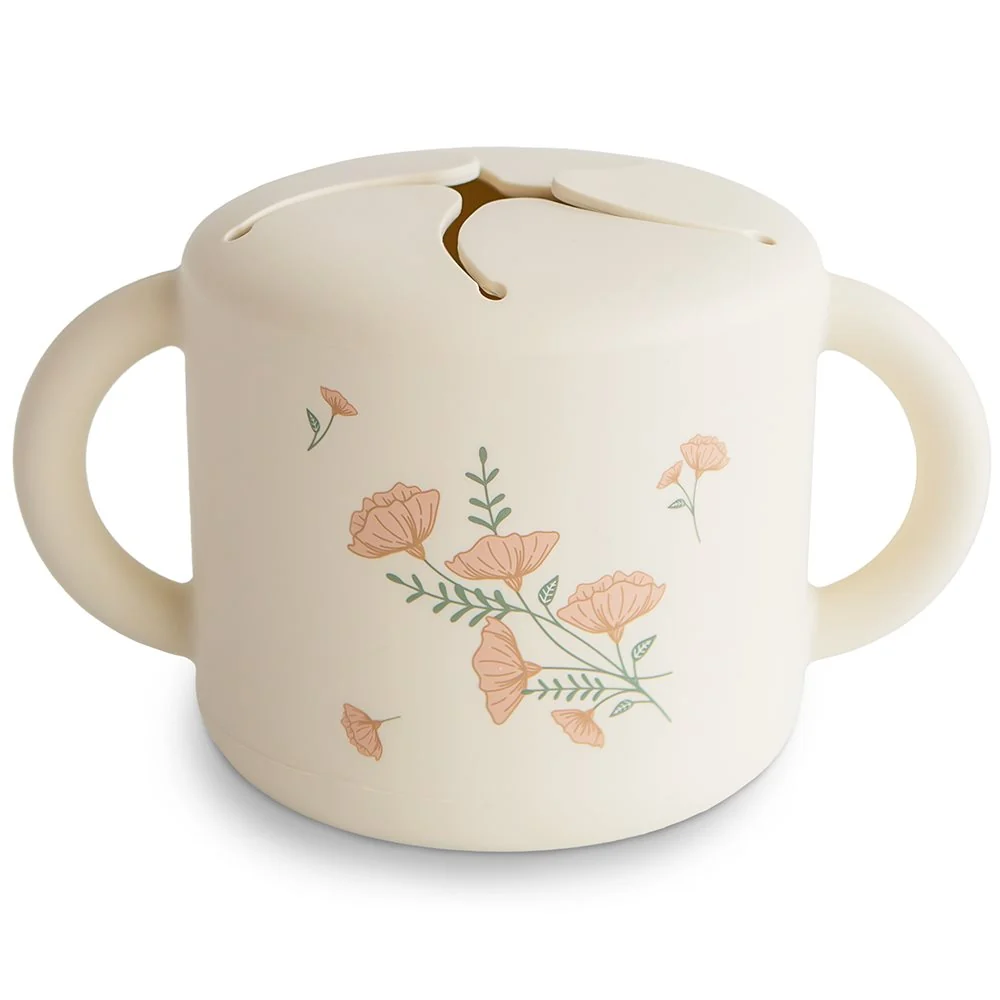 Mushie Ikke-snack kop Pink Flower