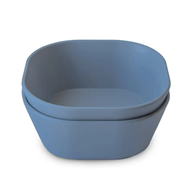 Mushie skåle, firkantede, Twilight Blue, 2 stk.