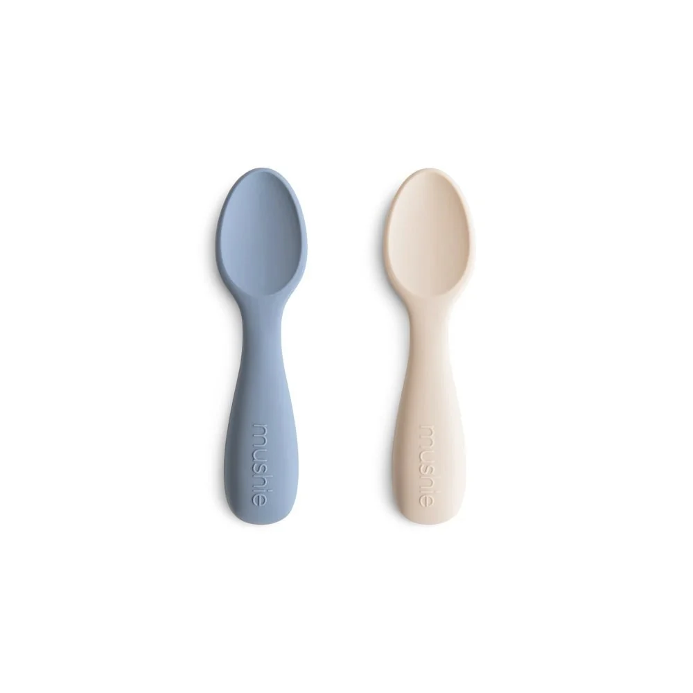 Mushie Starter Baby-teskeer, 2-pak Tradewinds/Shifting Sand