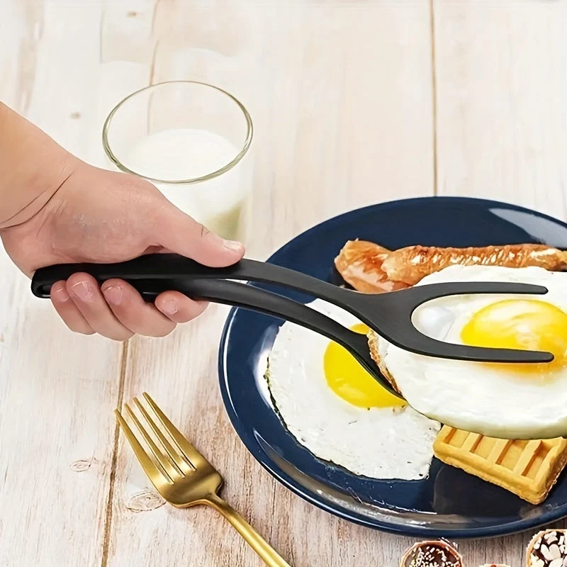 Nylon Cooking Tongs | 2--1 Spatula Combo Heat-Resistant Black