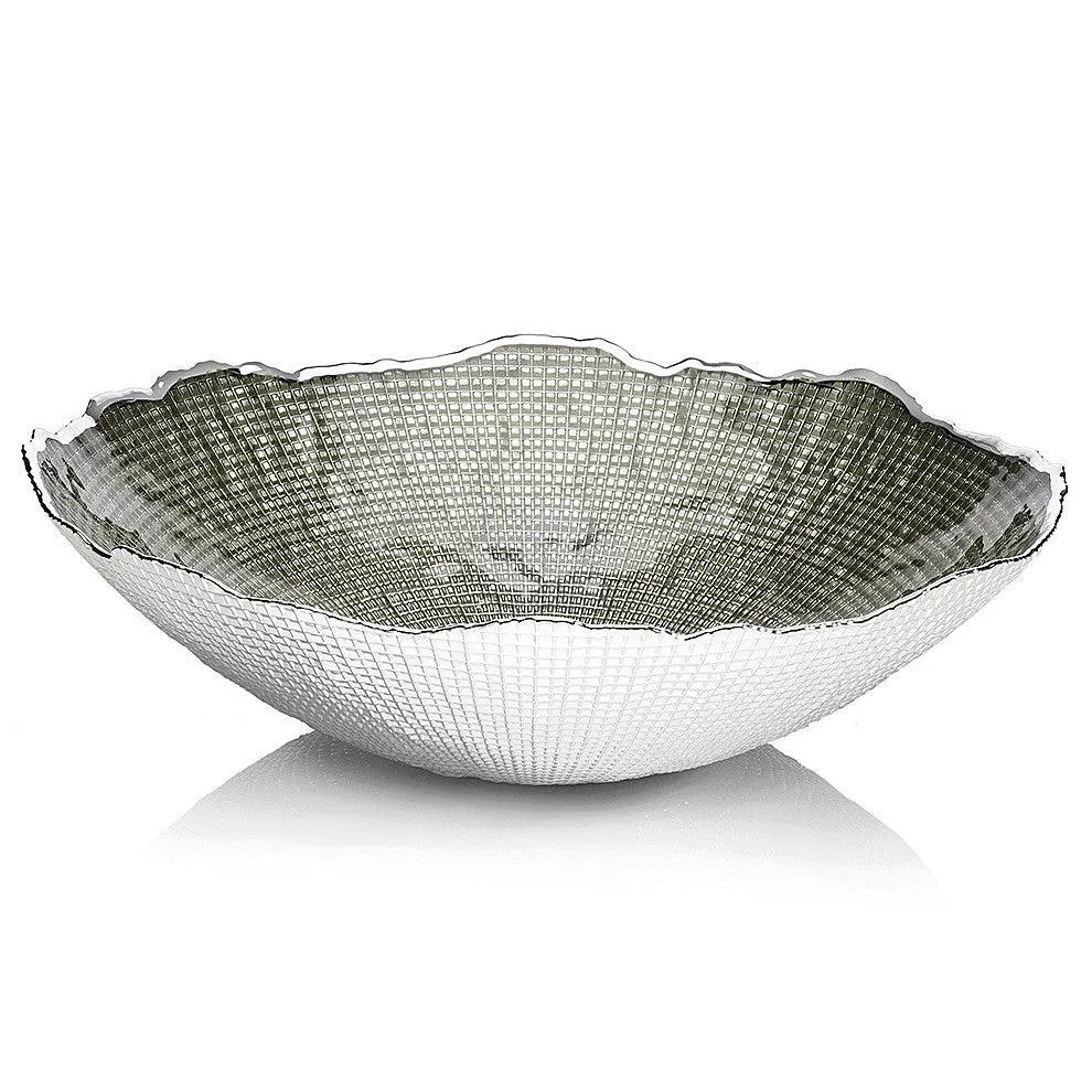 Ottaviani Infinity midterskål 31 cm H.8.5 cm salviegrønt forsølvet glas 800387V