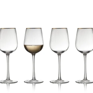 Palermo hvidvinsglas, guldfarvet kant - 4 stk.
