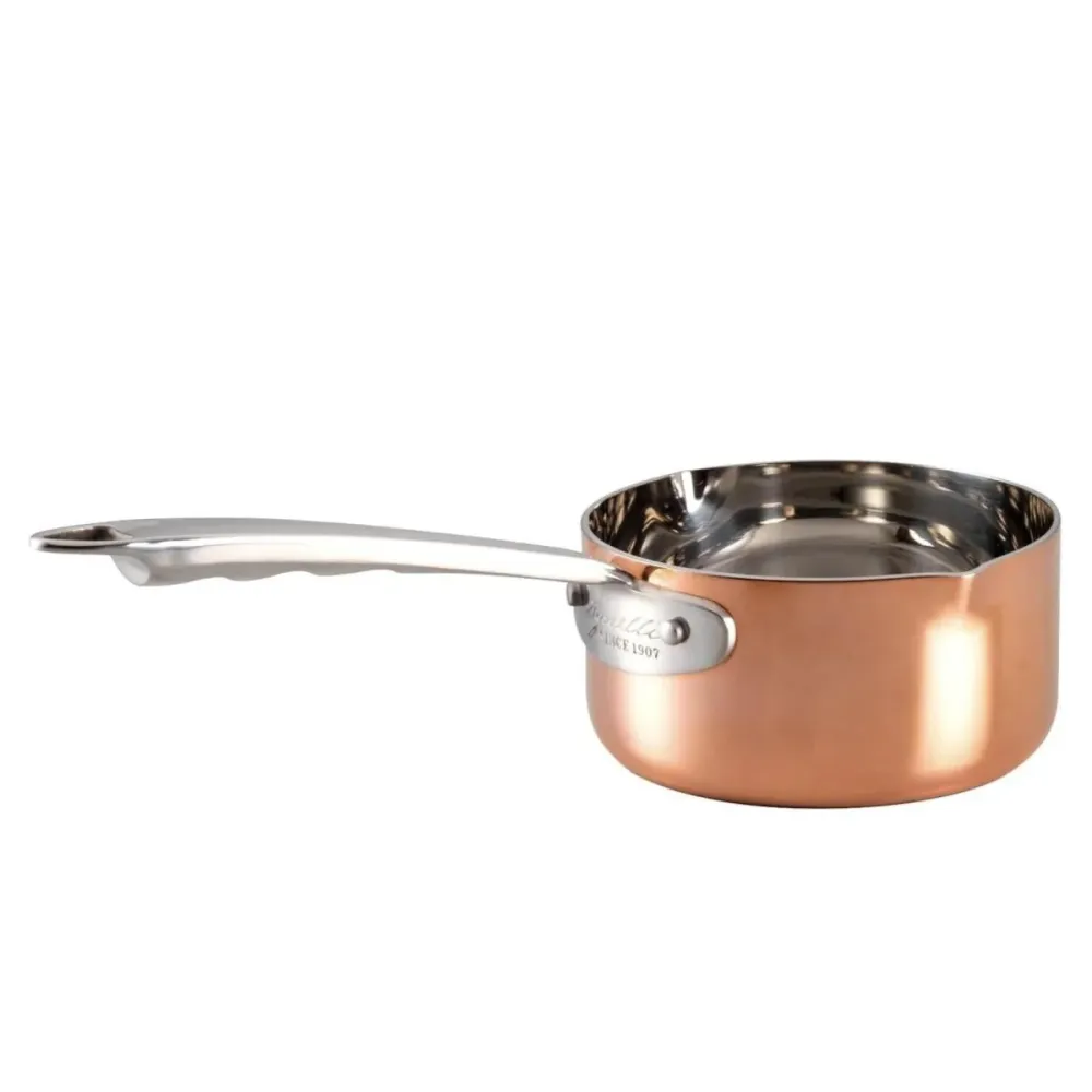 Lille kasserolle 4-PLY Kobber med hank og dobbelt tud. Diameter 12 cm / 14 cm. Pentole Agnelli