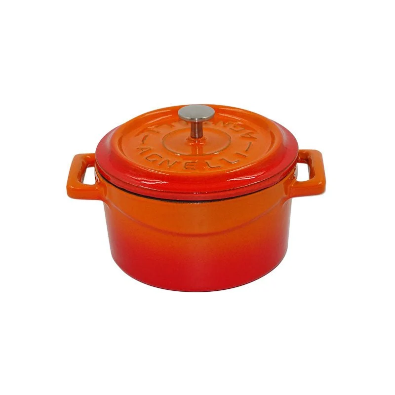 Stor emaljeret støbejernsgryde med låg. Diameter 28 cm Pentole Agnelli