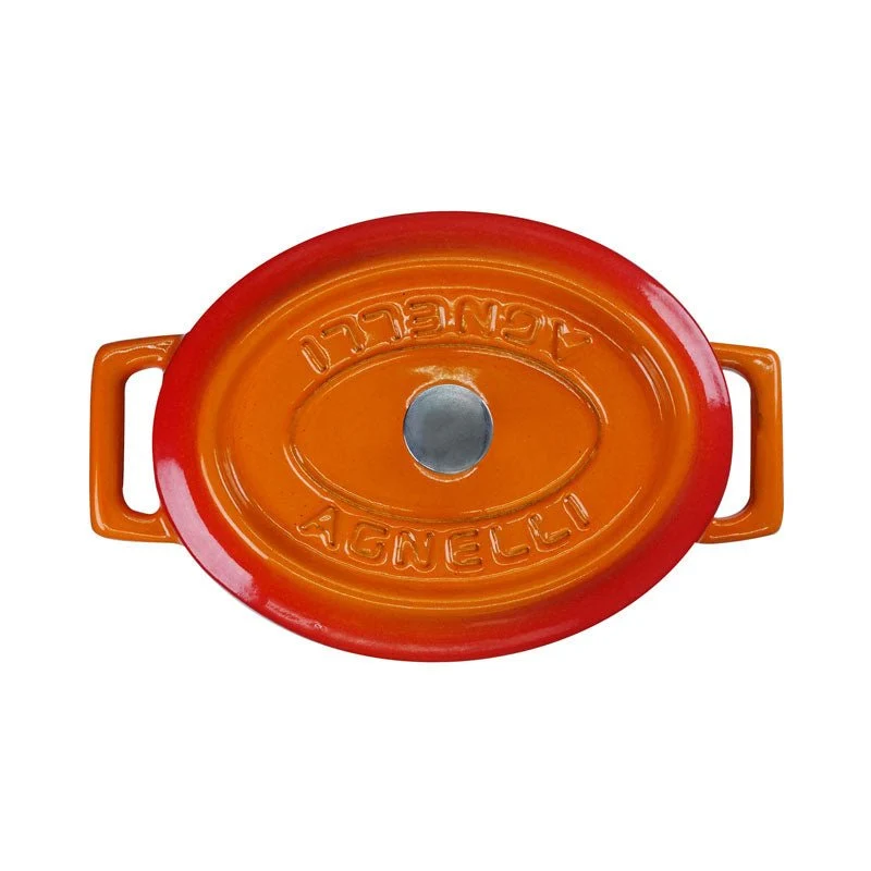 Stor oval emaljeret støbejernsgryde med låg. Diameter 29x22 cm. Pentole Agnelli