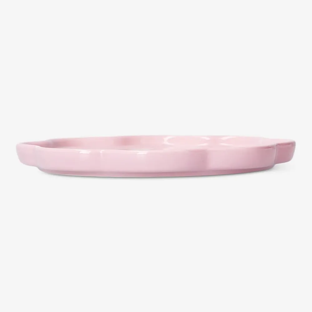 Pink blomstertallerken med sommerfugl - 18 cm