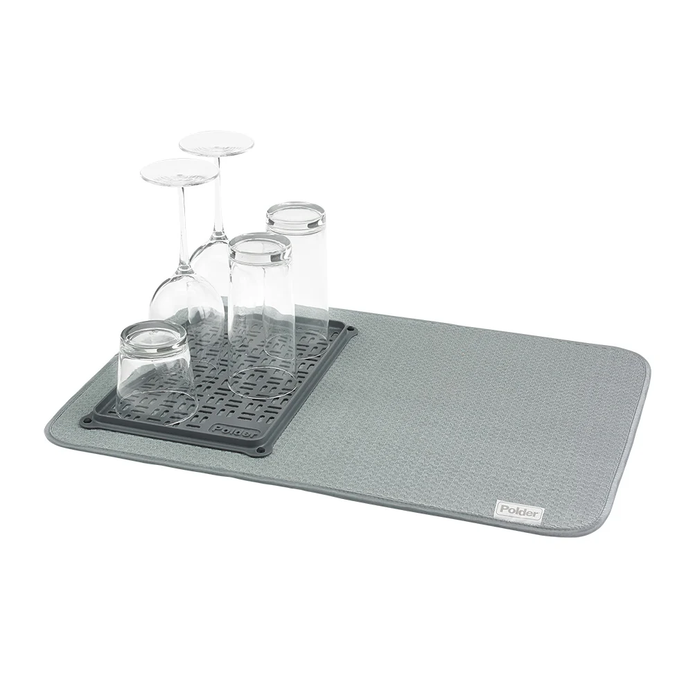 Polder Microfibre Mat m/ glasbakke 56x38cm (grå)