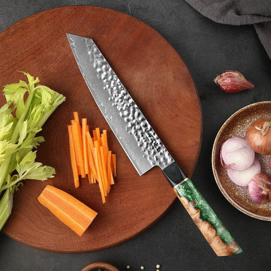 Professionel Kiritsuke kniv C48, Damaskus stål 67 lag