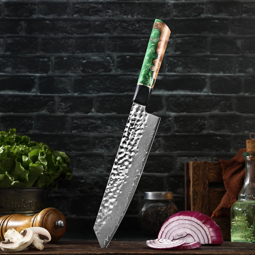 Professionel Kiritsuke kniv C48, Damaskus stål 67 lag