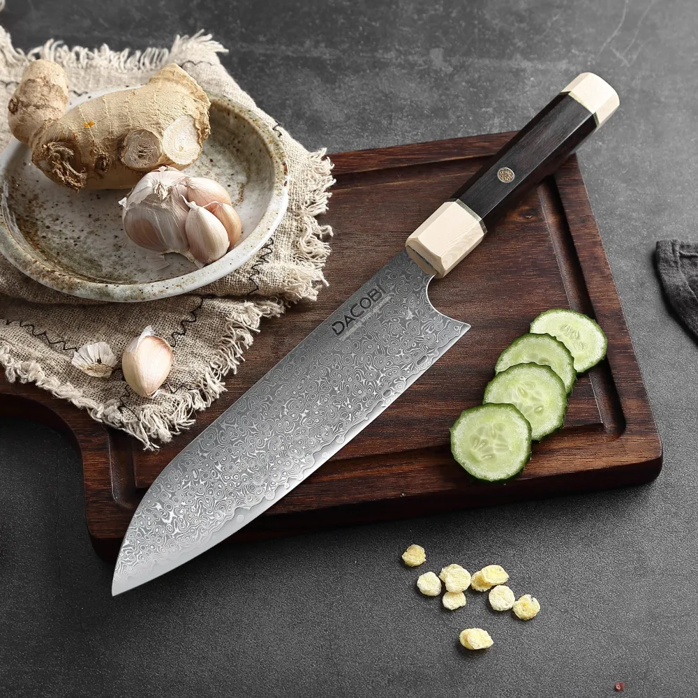 Professionel Santoku kniv C12, Damaskus stål 67 lag
