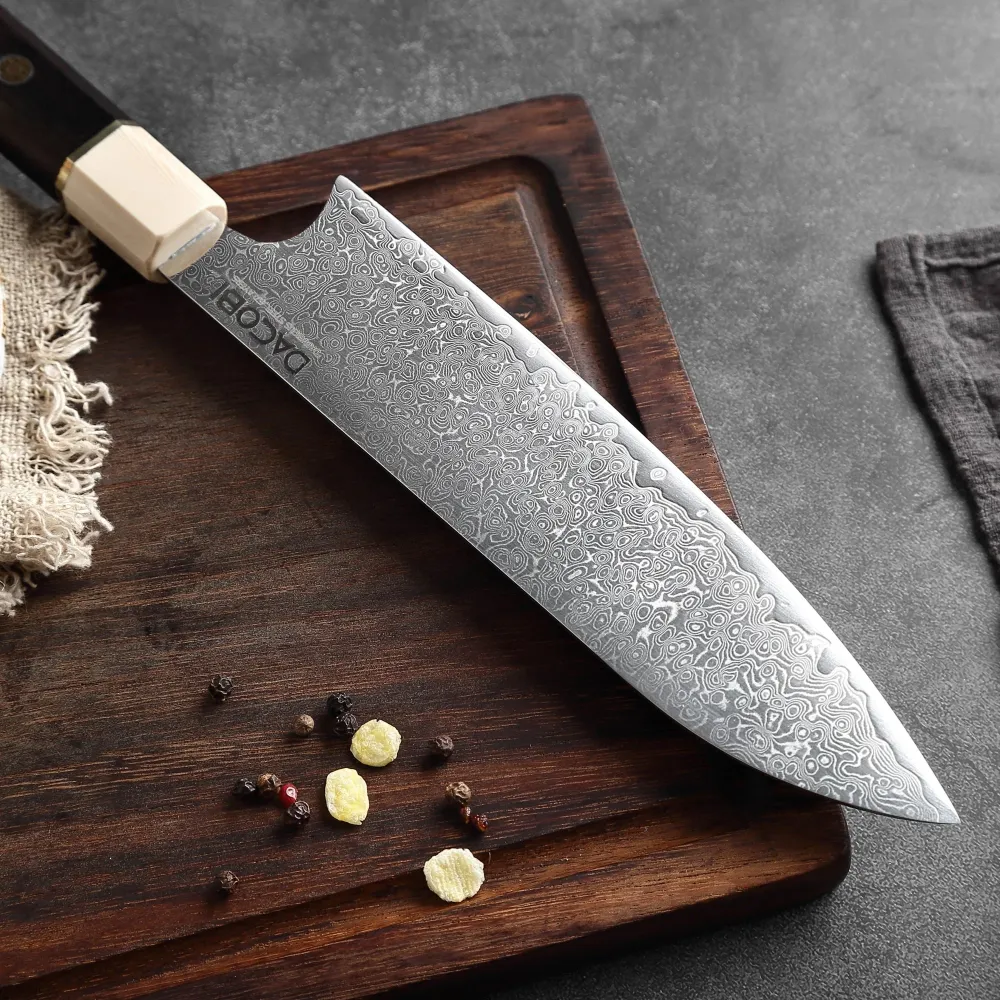 Professionel Santoku kniv C12, Damaskus stål 67 lag