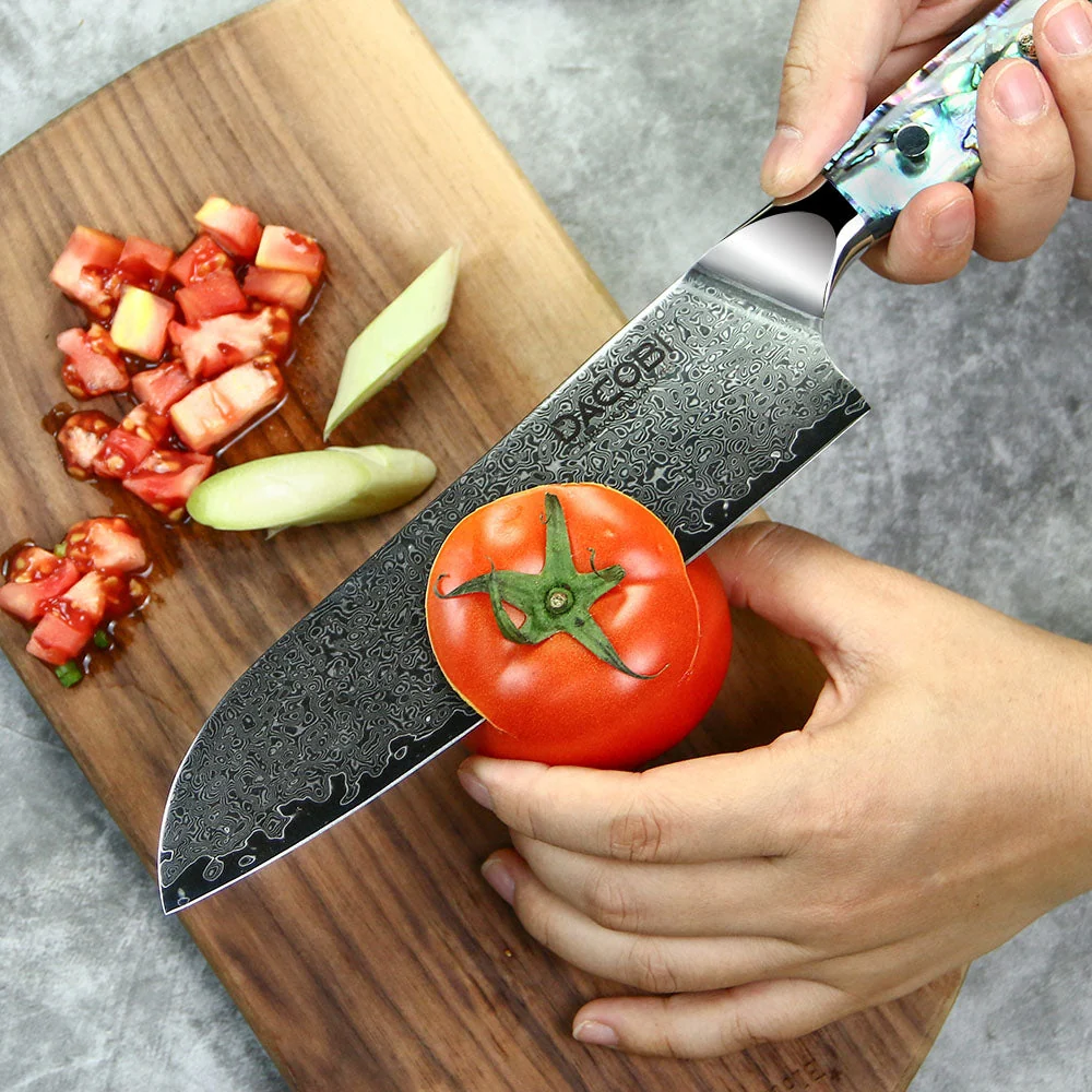Professionel Santoku kniv C23, Damaskus stål 67 lag