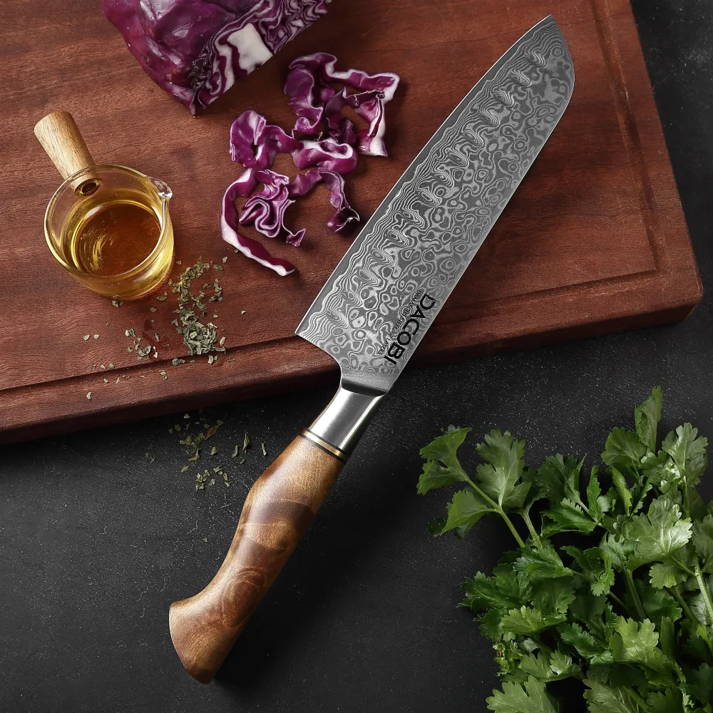Professionel Santoku kniv C33, Damaskus stål 67 lag