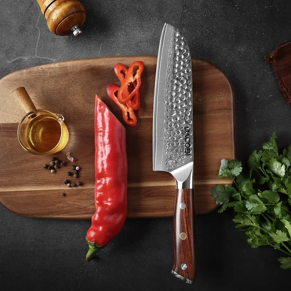 Professionel Santoku kniv C39, Damaskus stål 67 lag