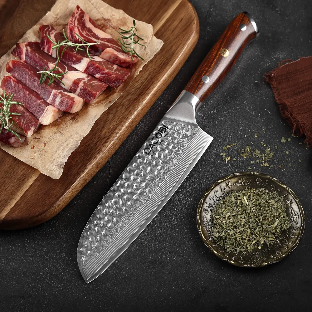 Professionel Santoku kniv C39, Damaskus stål 67 lag