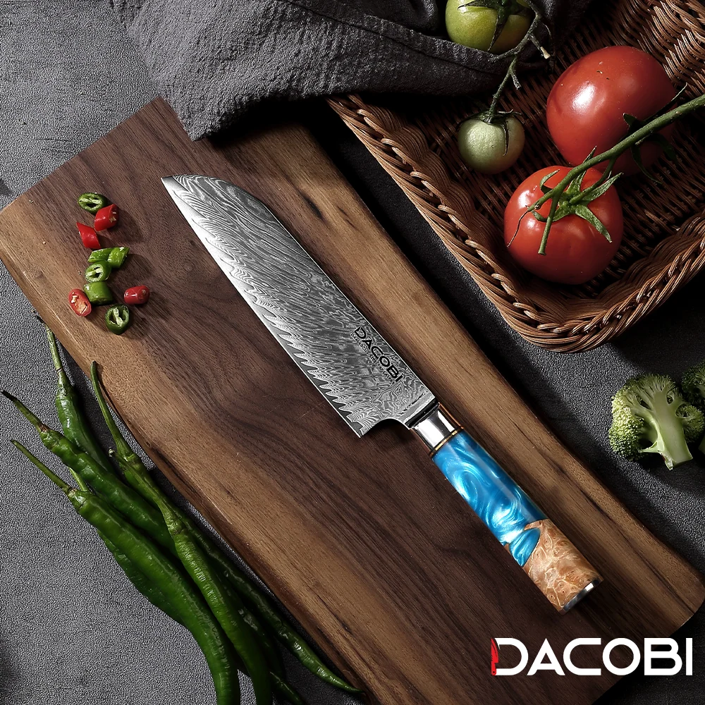 Professionel Santoku kniv C3, Damaskus stål 67 lag