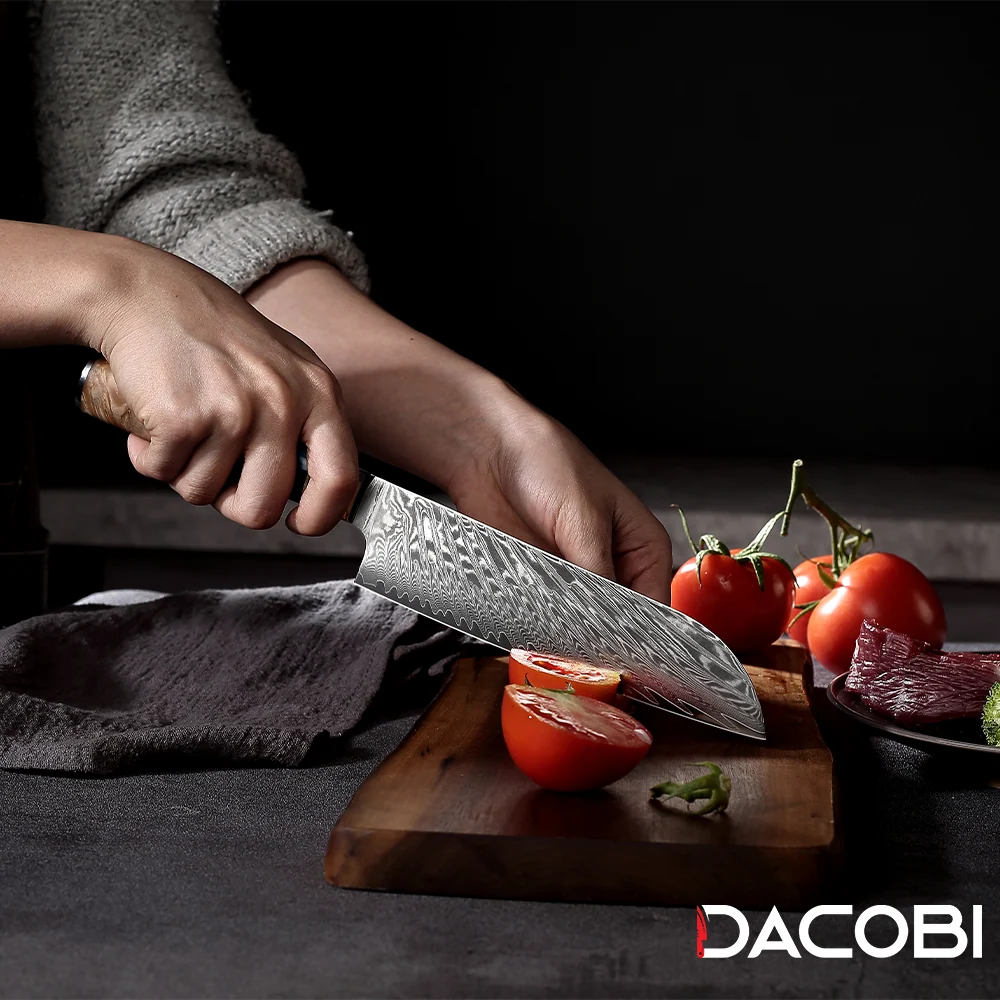 Professionel Santoku kniv C3, Damaskus stål 67 lag