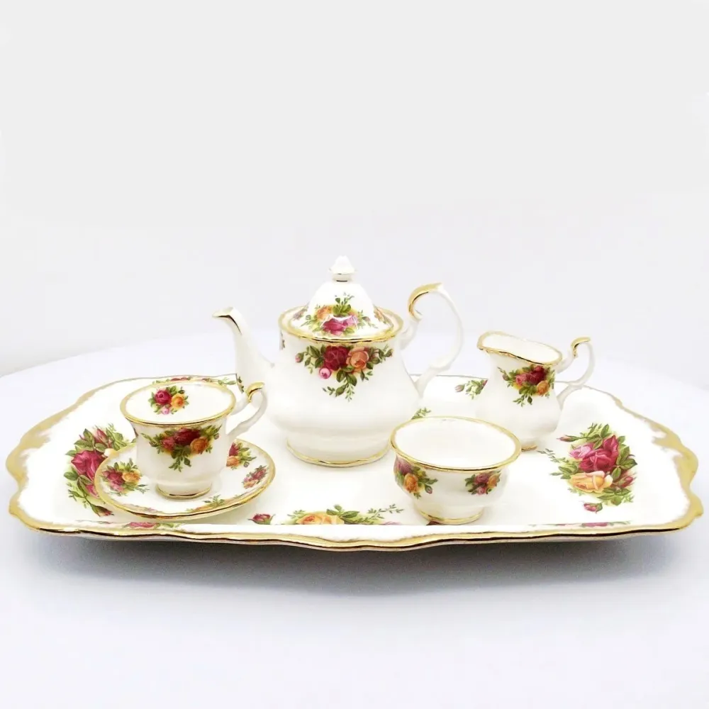 Royal Albert te/kaffe service 5 styk Old Country Roses benporcelæn porcelæn guld finish /36130