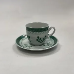 Royal Copenhagen Grøn Tranquebar Kaffekop og underkop No. 956