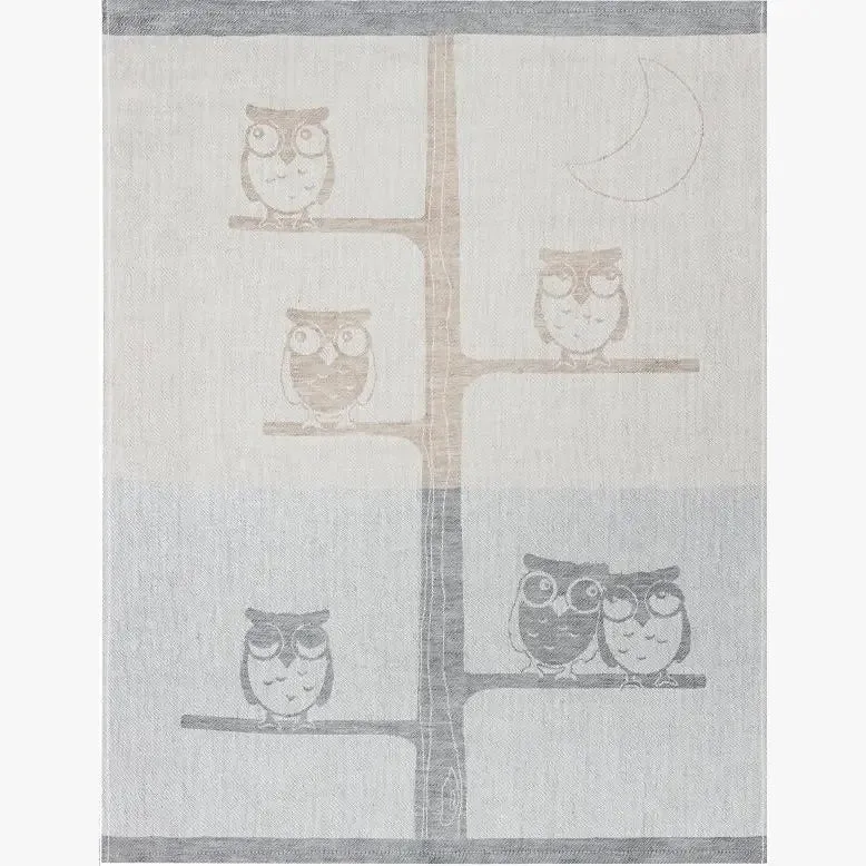 Ugler - viskestykke i bomuld/hør. Rune-Jakobsen Textiles