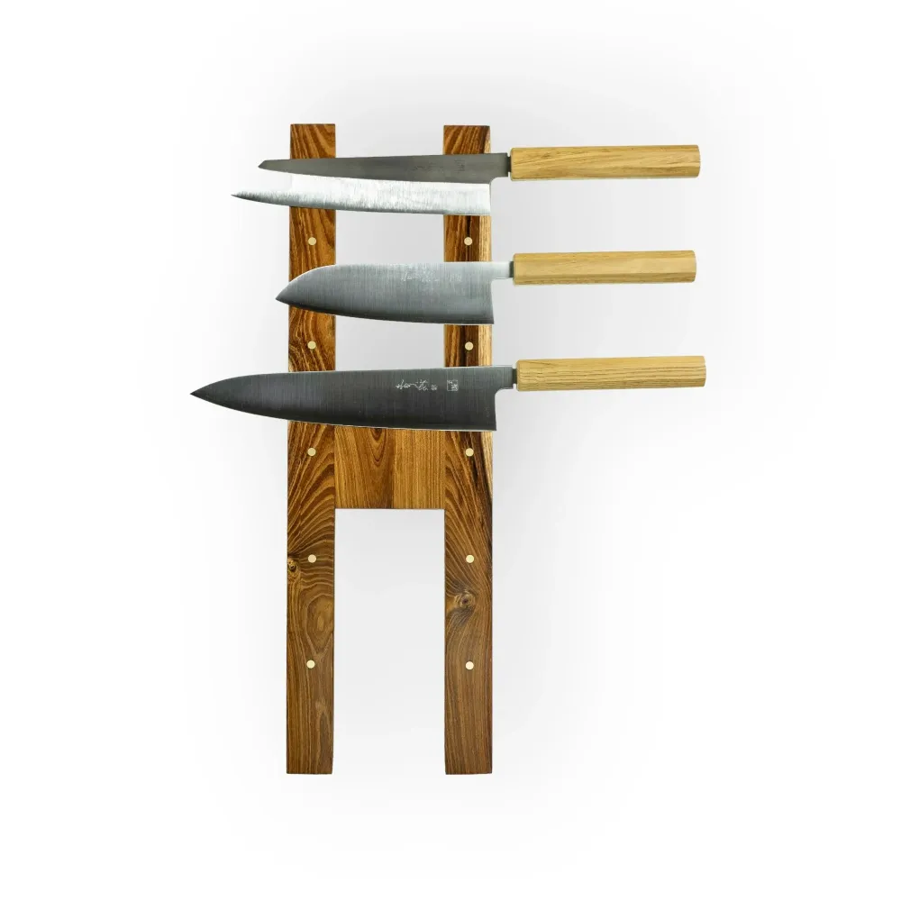 H - dobbelt knivskinne med metaldetaljer. Længder fra 40 - 70 cm. Lodret Rune-Jakobsen Woodworks