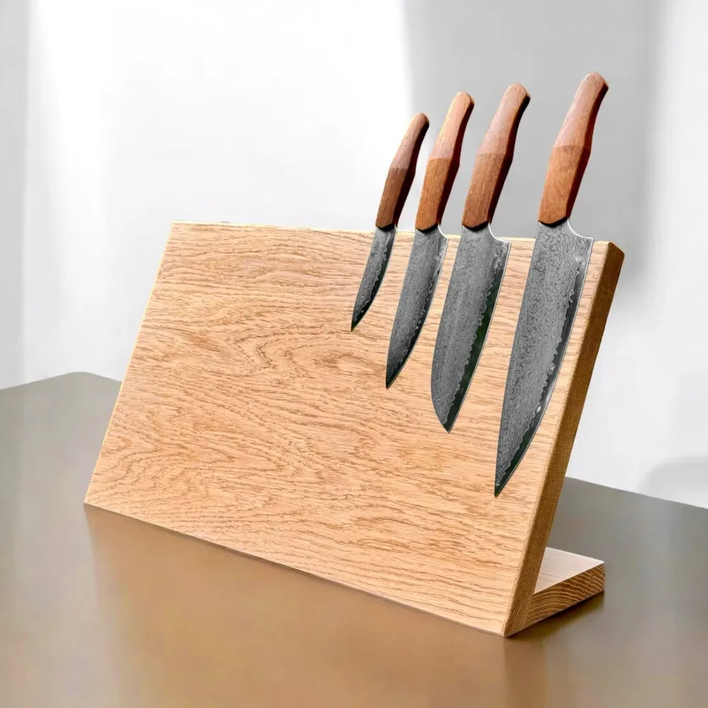 Windswept - 30 til 60 cm enkelt eller dobbeltsidet magnetisk vinklet knivblok. Højde 25 cm. Rune-Jakobsen Woodworks