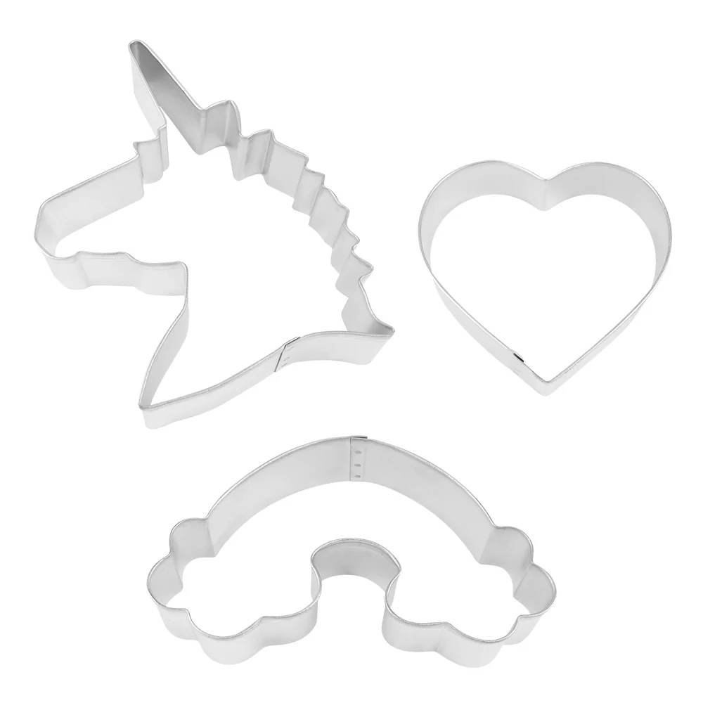 R&M rustfrit stål enhjørning cookie cutter (sæt af 3)