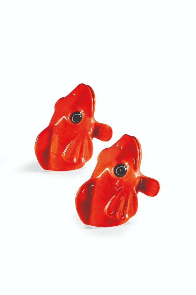 Salt- og peber dispenser, fishes dishes - rød