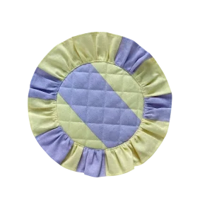 Serviet til brødkurv, gul/lilla - Ø30 cm.