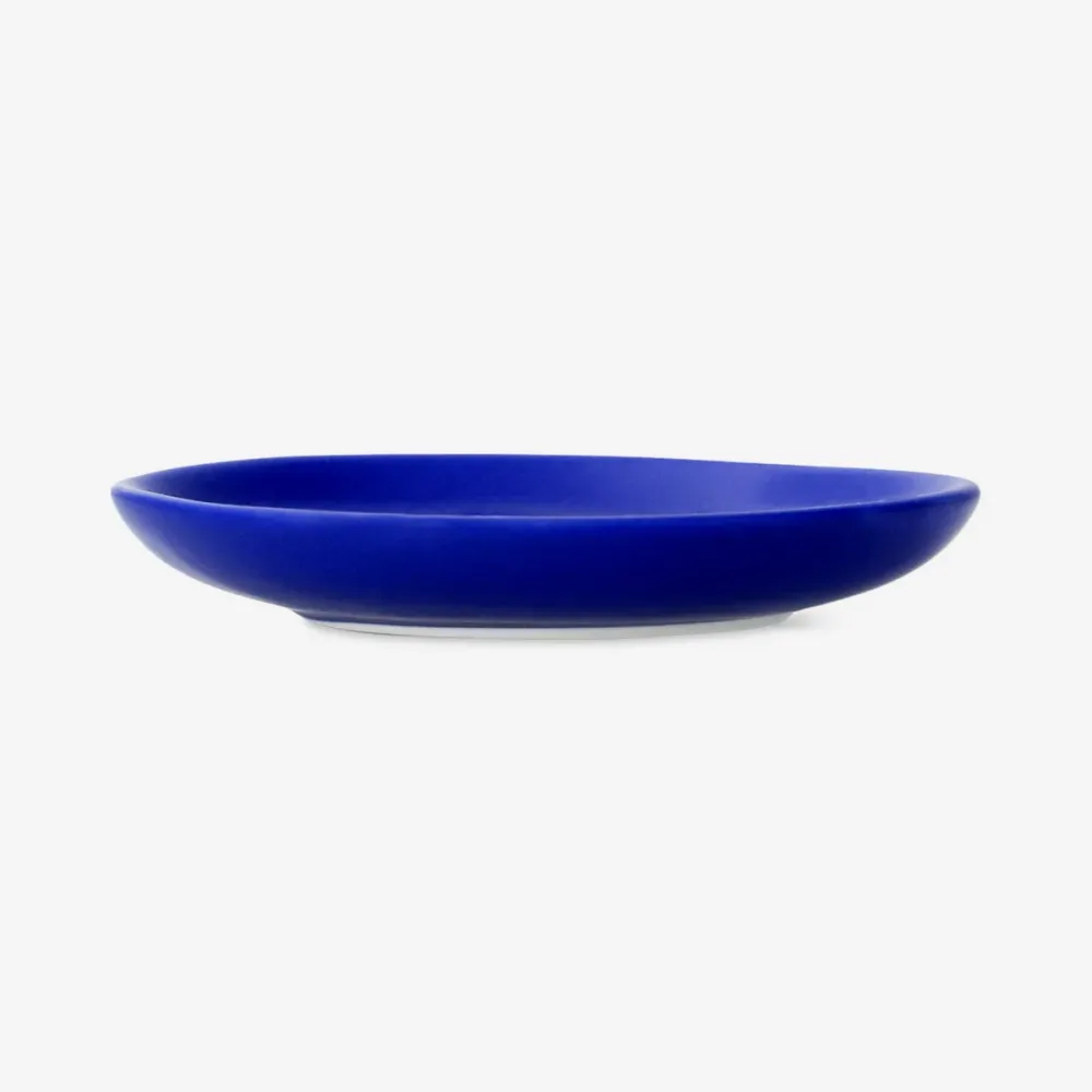 Blå sidetallerken med kattedesign - 23 cm