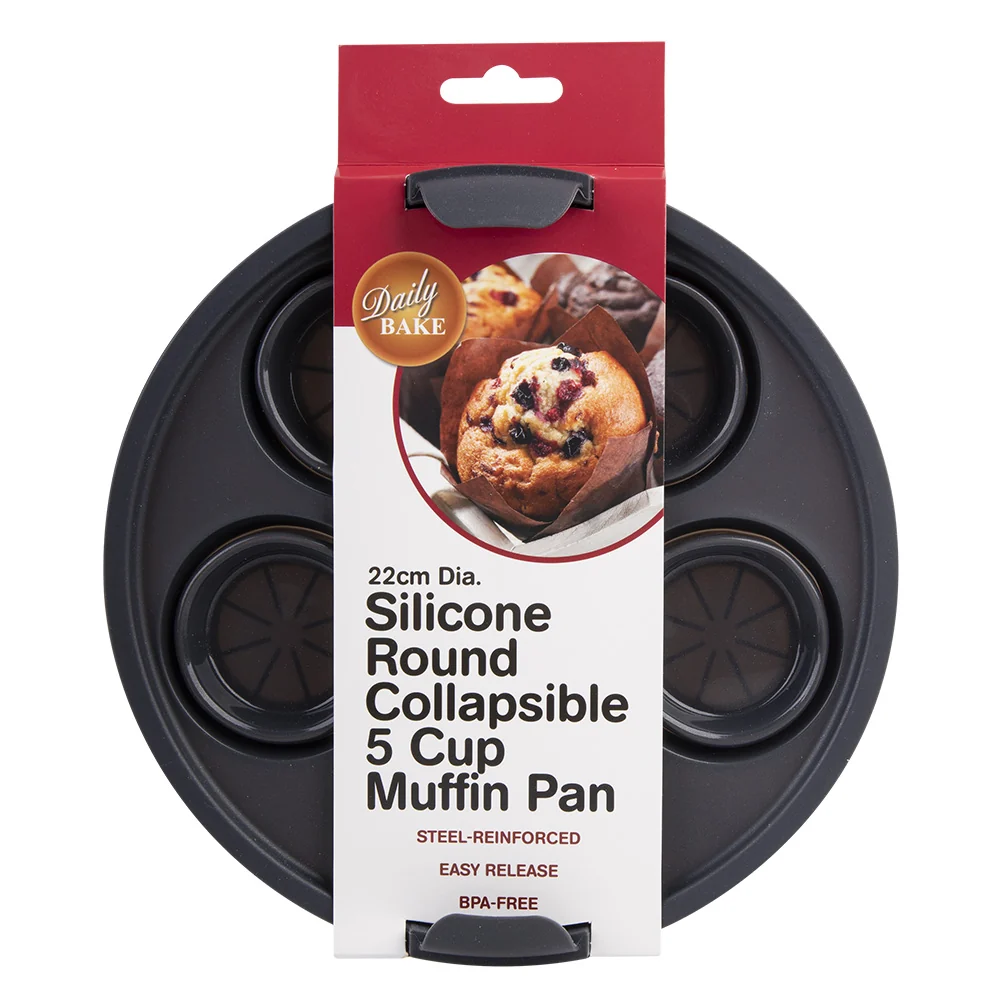 Silikone Round Air Fryer 5-Cup Muffin Pan 22cm (kul)