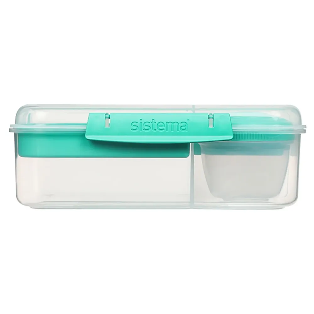 Sistema Bento Lunch madkasse m 3 rum og et yoghurtbæger, 1.65L - Minty teal