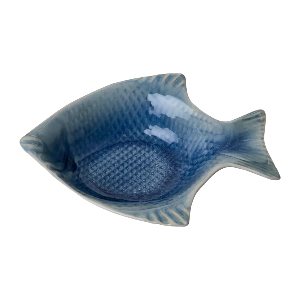 Skål i stentøj formet som en fisk i blå - dekorativ skål 25,5 cm - Affari Sweden
